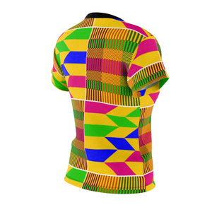 Cyna Kente Women's African Print Polyester  Tee - Zabba Designs African Clothing Store