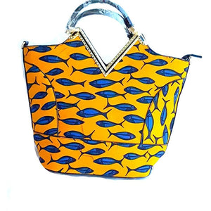 Macey Yellow African Print Tote Bag - Zabba Designs African Clothing Store