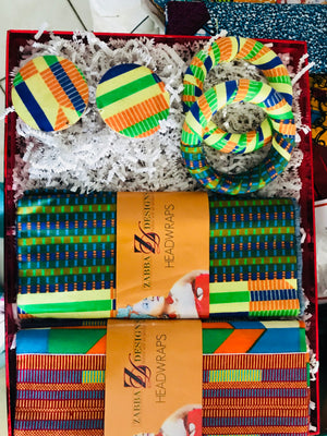 Yellow Kente African Print Earrings - Zabba Designs African Clothing Store
