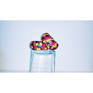 Pink And Yellow African Inspired Print Covered Bangles - Zabba Designs African Clothing Store