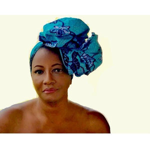 Blue African Headwrap Ghana - Zabba Designs African Clothing Store