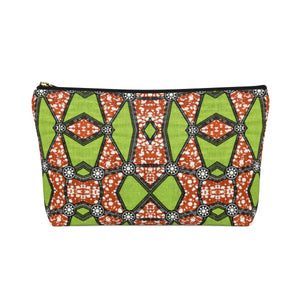 Green African Inspired Make up Pouch w T-bottom - Zabba Designs African Clothing Store