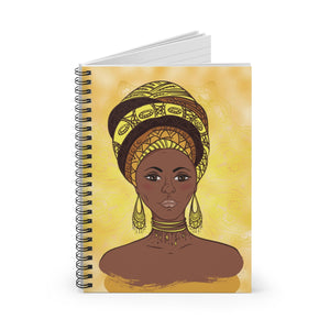 Sunflower African Queen Spiral Notebook - Ruled Line - Zabba Designs African Clothing Store