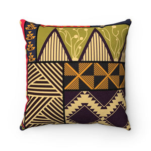 Brown African Print Geometric Angle Throw Suede Square Pillow Case - Zabba Designs African Clothing Store
