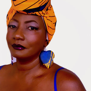 Yellow Blue Heart Earrings - Zabba Designs African Clothing Store