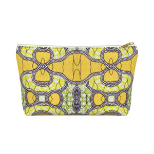 Yellow African InspiredPrint  Make up Pouch w T-bottom - Zabba Designs African Clothing Store