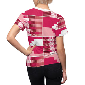 Spin Kente Women's African Print Polyester  Tee - Zabba Designs African Clothing Store
