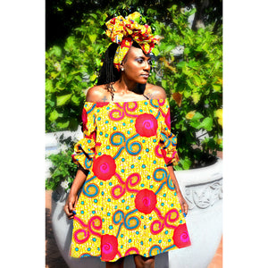 Jazzy African Print  Geometric Mini Dress - Zabba Designs African Clothing Store