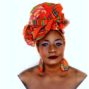 Baba Kente African Print HeadWrap - Zabba Designs African Clothing Store