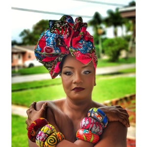 African Print Himawari  Head Wrap - Zabba Designs African Clothing Store