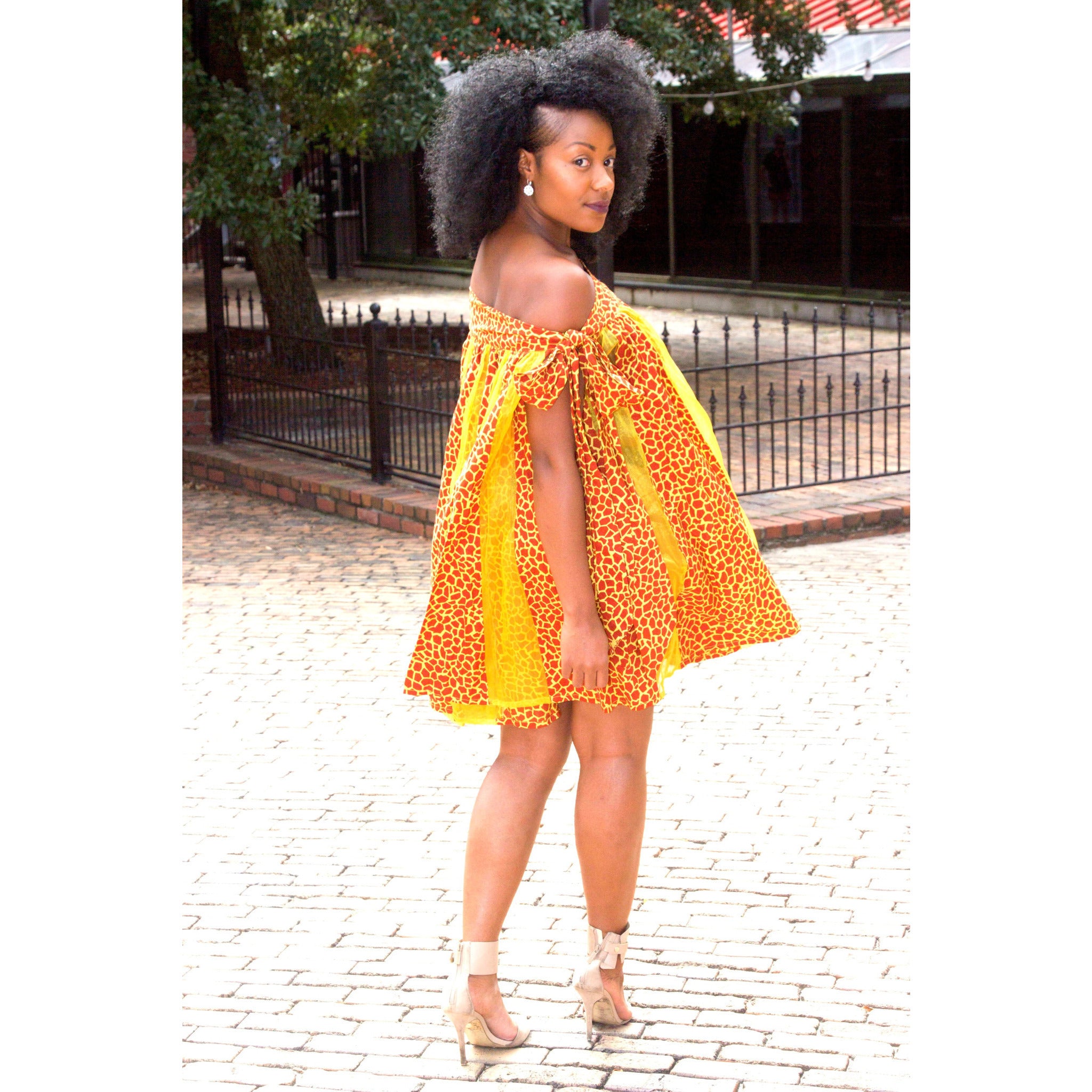 Dacia African Print  Geometric Swing Mini Dress - Zabba Designs African Clothing Store