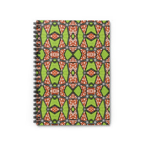 Green Ankara Print Spiral Notebook - Ruled Line - Zabba Designs African Clothing Store