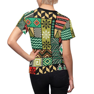 Ocean Women's African Print Polyester  Tee - Zabba Designs African Clothing Store