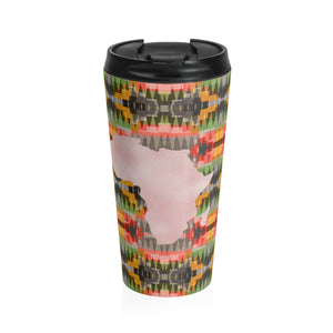 Pink and Green  Kente Print Stainless Steel Travel Mug - Zabba Designs African Clothing Store