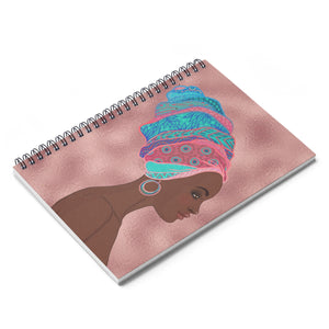 Pink Queen Headwrap Spiral Notebook - Ruled Line - Zabba Designs African Clothing Store