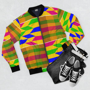 Ghana Kente Print  Men's  Bomber Jacket - Zabba Designs African Clothing Store