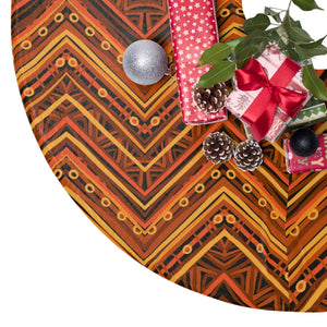 Orange Kente Print Christmas Tree Skirt - Zabba Designs African Clothing Store