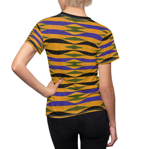 Kente Women's African Print Polyester  Tee - Zabba Designs African Clothing Store