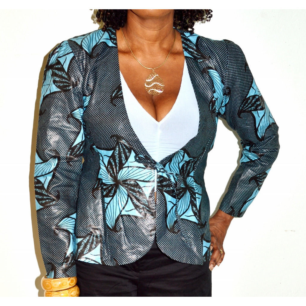 Black And Blue Womens Jacket - Zabba Designs African Clothing Store