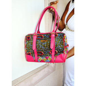 Asa Pink Ankara Print Satchel Bag - Zabba Designs African Clothing Store