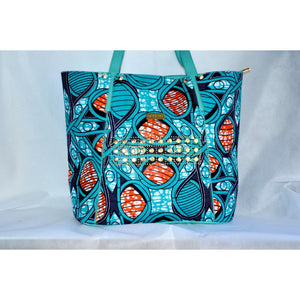 ERQE Blue African Print Peep Toe Shoe And Bag - Zabba Designs African Clothing Store