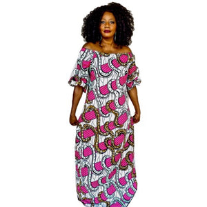NIGHT GLOW African Print Balloon Maxi Dress - Zabba Designs African Clothing Store