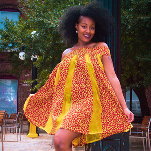 Dacia African Print  Geometric Swing Mini Dress - Zabba Designs African Clothing Store