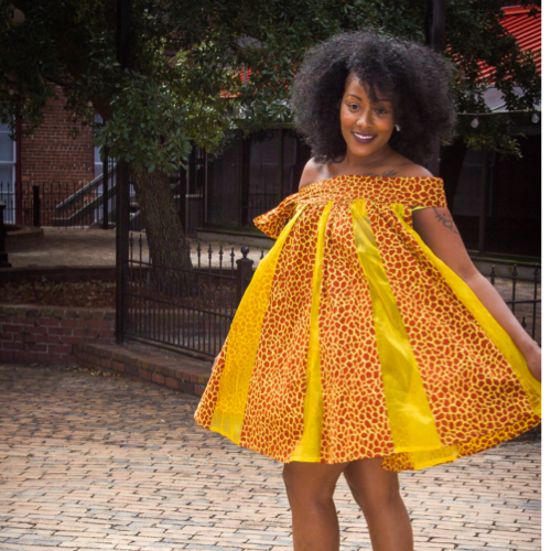 Dacia African Print  Geometric Swing Mini Dress - Zabba Designs African Clothing Store