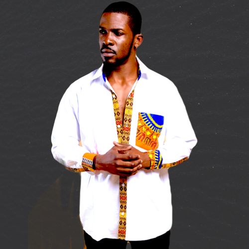Kente Print Long Sleeve Dashiki - Men's Clothing - African Fashion