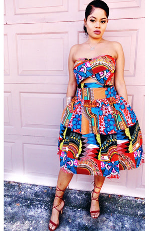 SUSU African Print Midi Skirt - Zabba Designs African Clothing Store
