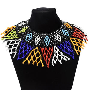 African Tribal Beaded Zulu Collar Necklace - Zabba Designs African Clothing Store