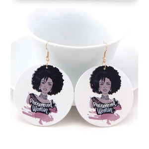 Phenomenal Woman Traditional African Wood Earrings - Zabba Designs African Clothing Store