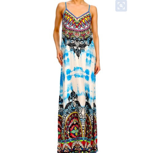 Ashley Tie Dye Maxi Dress - Zabba Designs African Clothing Store