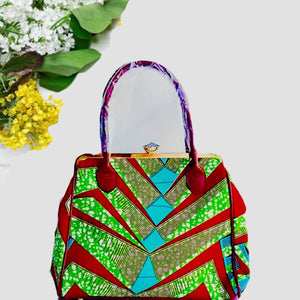Elegant Modern African Print Decorated Fashion Handbag Emerald - Zabba Designs African Clothing Store