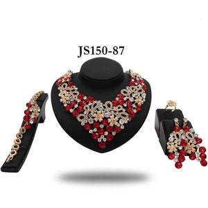 PEDI RED AFRICAN CRYSTAL STONE NECKLACE SET - Zabba Designs African Clothing Store