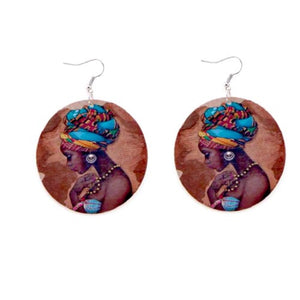 Blue African Fabric Cover Earrings - Zabba Designs African Clothing Store