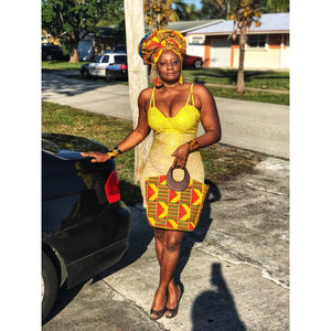 The Mademoiselle Kente African Print  HeadWrap - Zabba Designs African Clothing Store