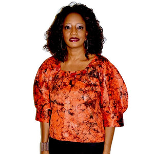 Awia African Inspired Tie Dye  Reddish Black Boho Top - Zabba Designs African Clothing Store
