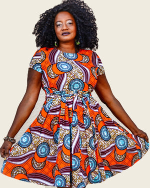 Chidi African Inspired Midi Dress - Zabba Designs African Clothing Store
