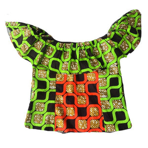 Keys African Print Orange Off Shoulder Blouse - Zabba Designs African Clothing Store