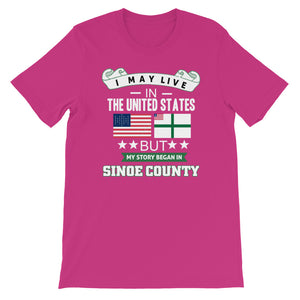 I May Live In The United States But My Story Began In Sinoe County  Flag T-Shirt - Zabba Designs African Clothing Store