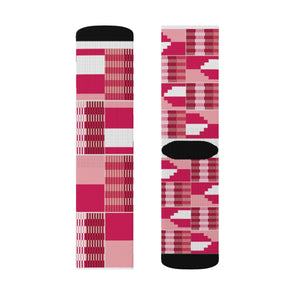 Pink Unisex Kente African Print Socks - Zabba Designs African Clothing Store