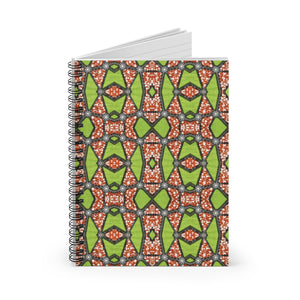 Green Ankara Print Spiral Notebook - Ruled Line - Zabba Designs African Clothing Store