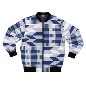Blue Kente Print  Men's  Bomber Jacket - Zabba Designs African Clothing Store