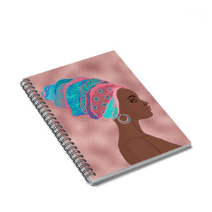 Pink Queen Headwrap Spiral Notebook - Ruled Line - Zabba Designs African Clothing Store