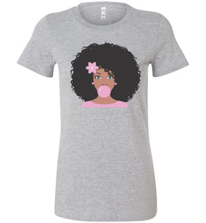 Pink Bubble Gum Ladies Perfect Tee Shirt  Slim Fit - Zabba Designs African Clothing Store