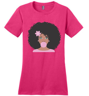 Cocoa Pink Bubble Gum Ladies Perfect Tee Shirt - Zabba Designs African Clothing Store