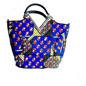 Jezz Blue African Print Satchel Bag - Zabba Designs African Clothing Store