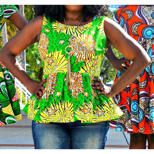 SASHA African Print Peplum Top - Zabba Designs African Clothing Store