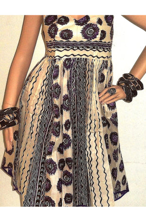 Ula Purple African Print Dress - Zabba Designs African Clothing Store